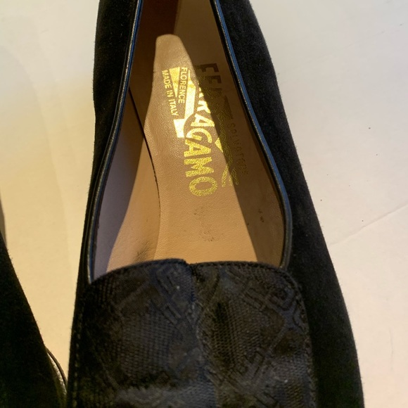 Salvatore Ferragamo Black Suede Square Toe Loafers - Picture 2 of 11